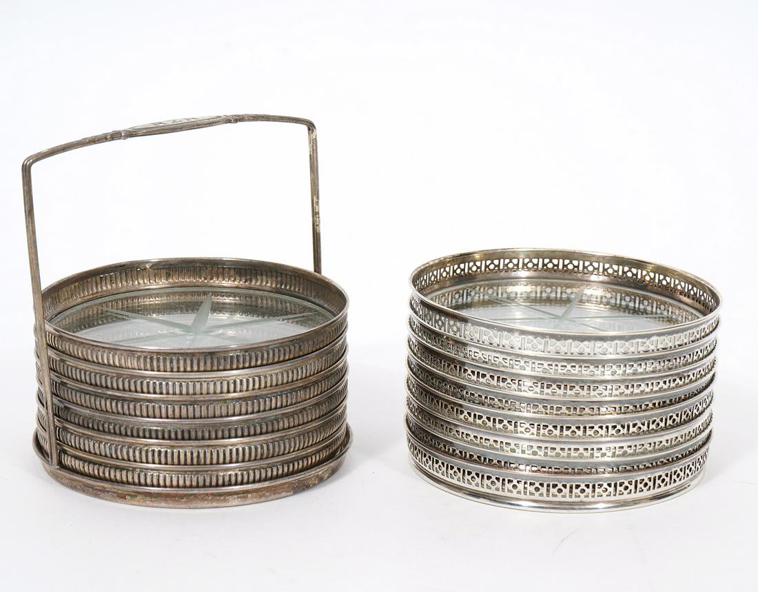 14 American Sterling Etched Glass Coasters (1 of 7)