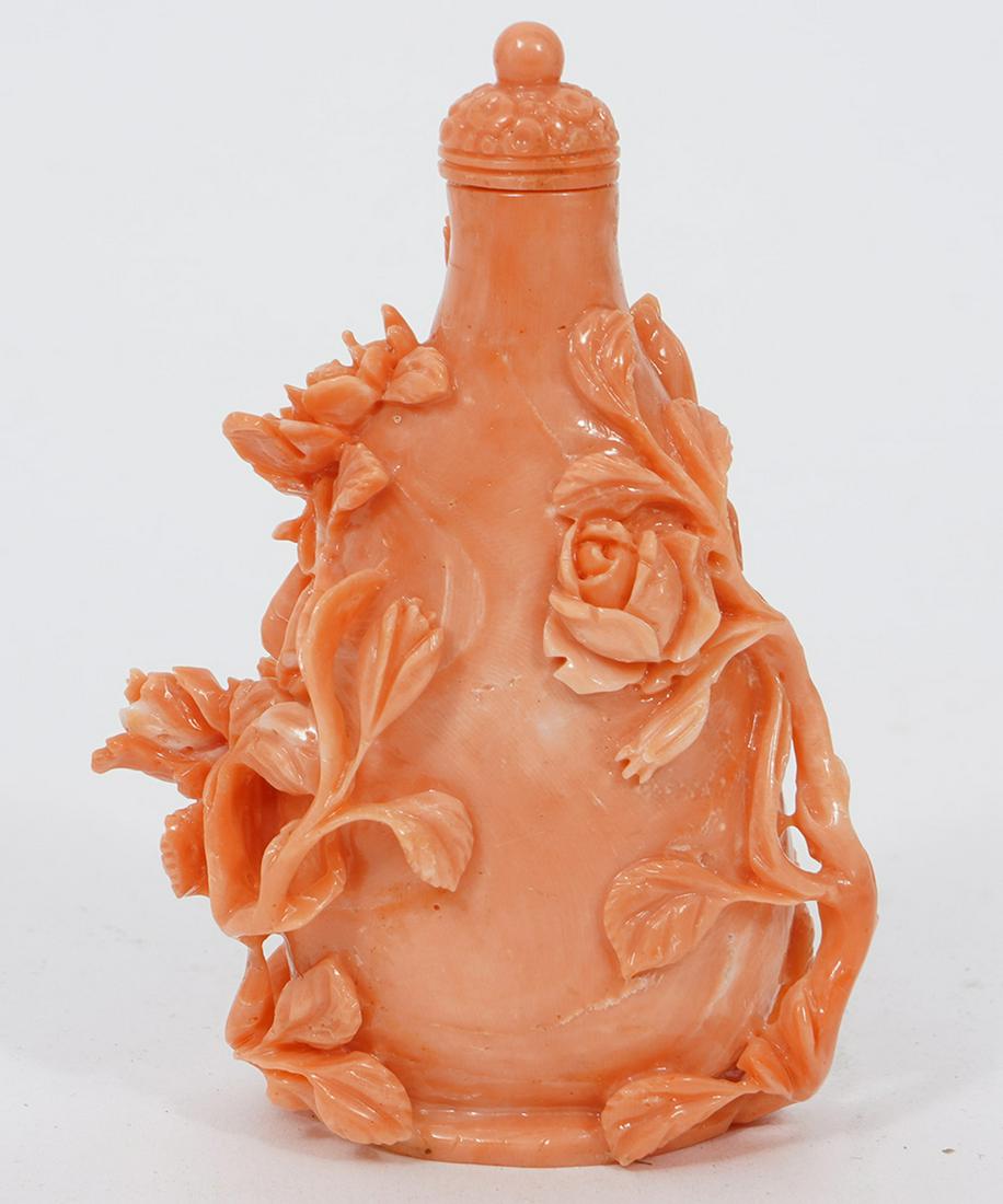 Chinese Carved Coral Snuff Bottle (1 of 6)
