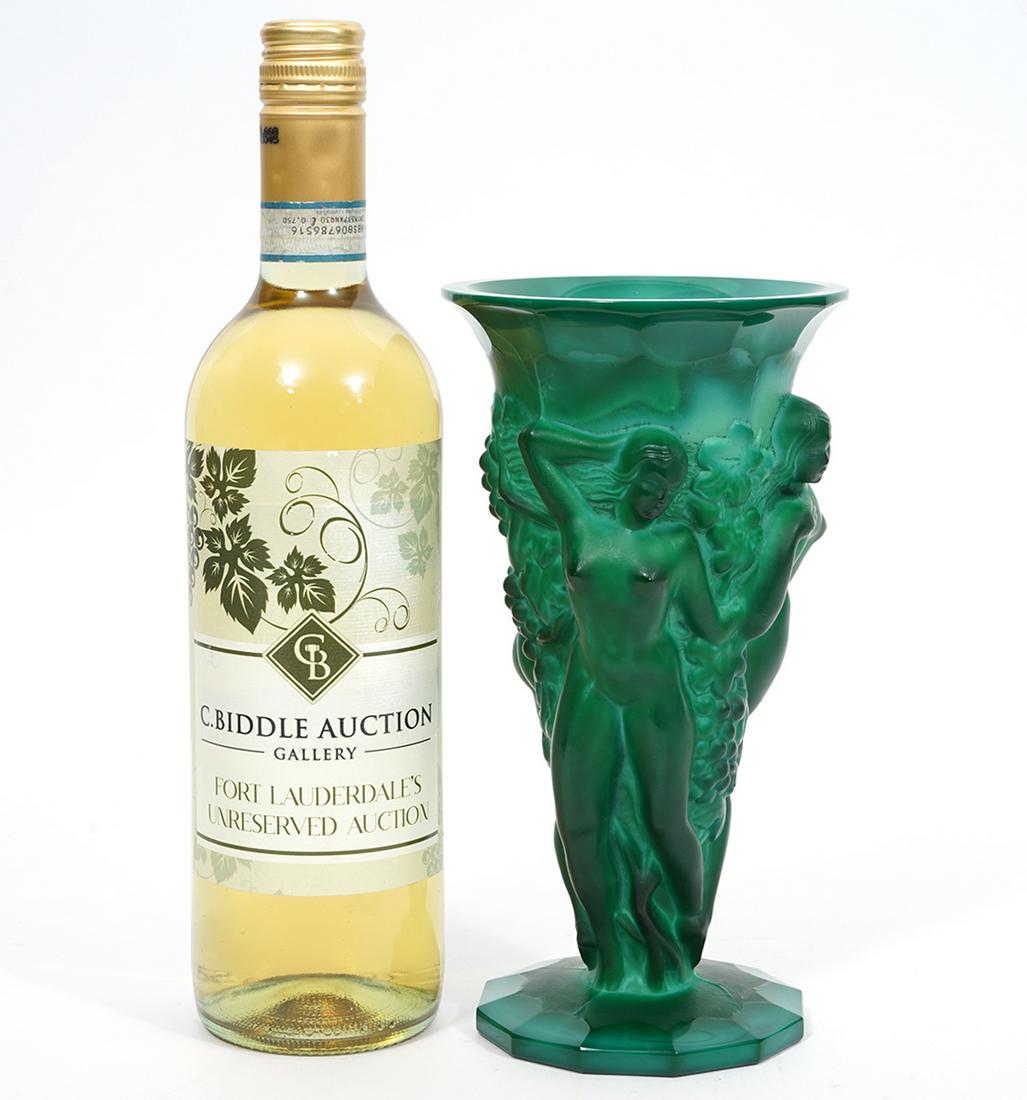 Czech Bohemian Malachite Glass Vase (1 of 6)