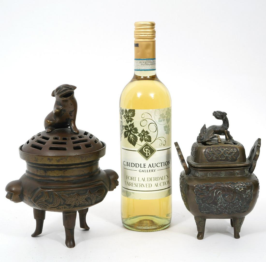 Two Chinese Brass Incense Burners (1 of 7)