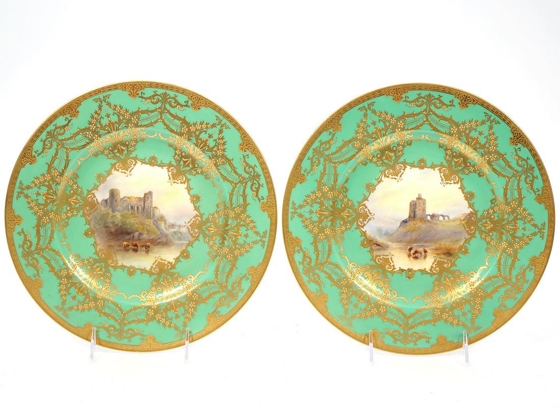 Two Royal Worcester 'Norham Castle' Cabinet Plates (1 of 11)