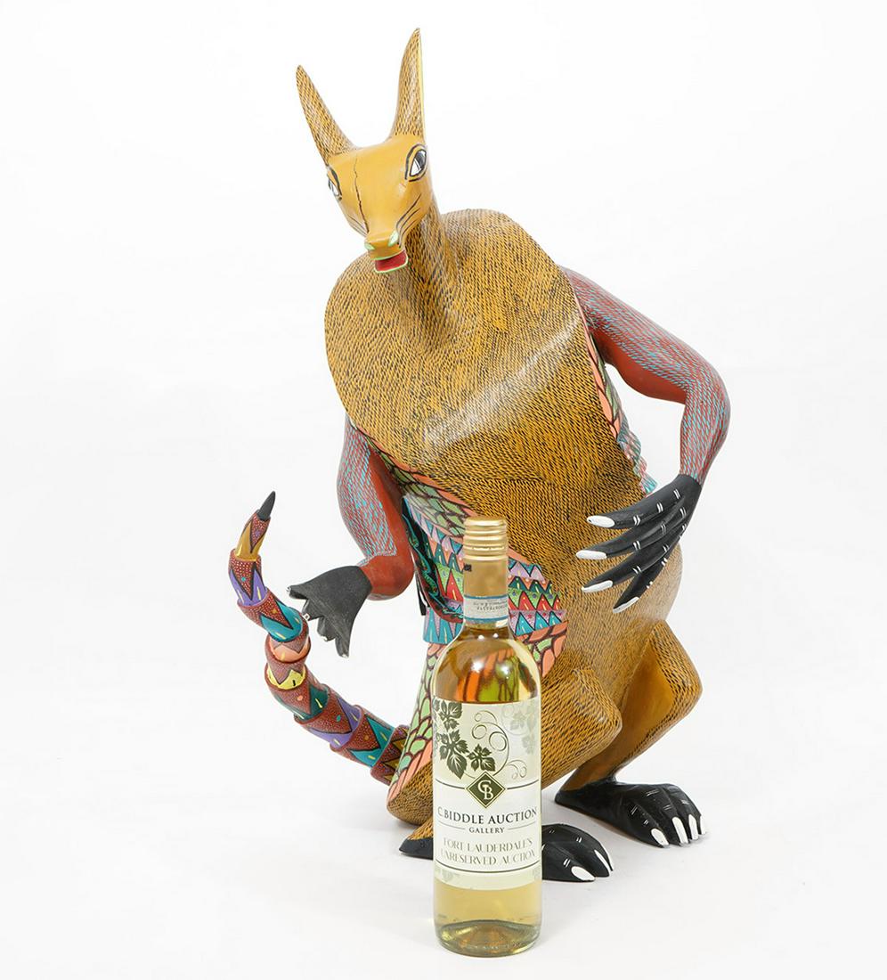 Mexican Carved Wood Armadillo Lizard Sculpture (1 of 15)