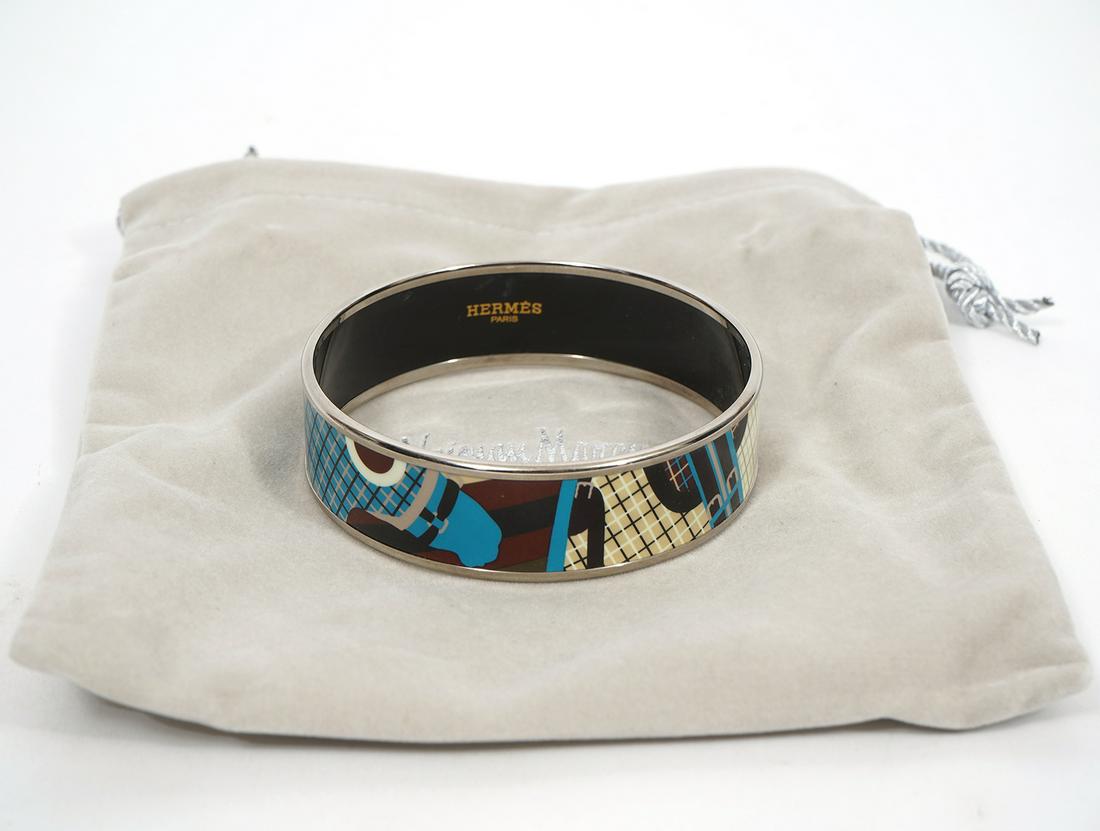 Hermes Paris Equestrian Enamel Bangle Bracelet (1 of 8)