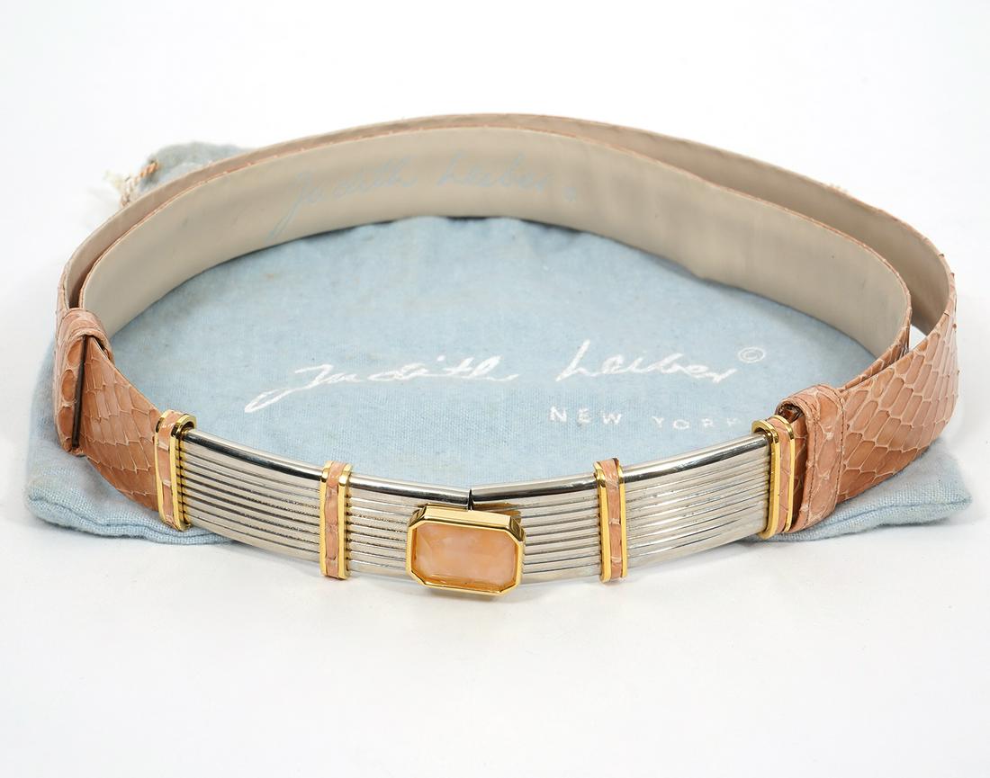 Judith Leiber Quartz Buckle Snake Skin Belt (1 of 7)