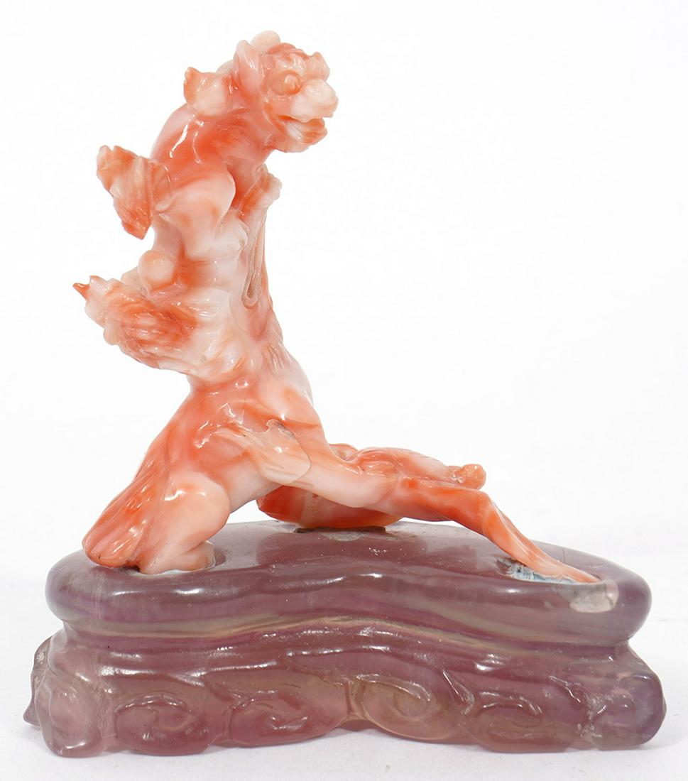 Chinese Carved Coral Sculpture on Amethyst Base (1 of 6)