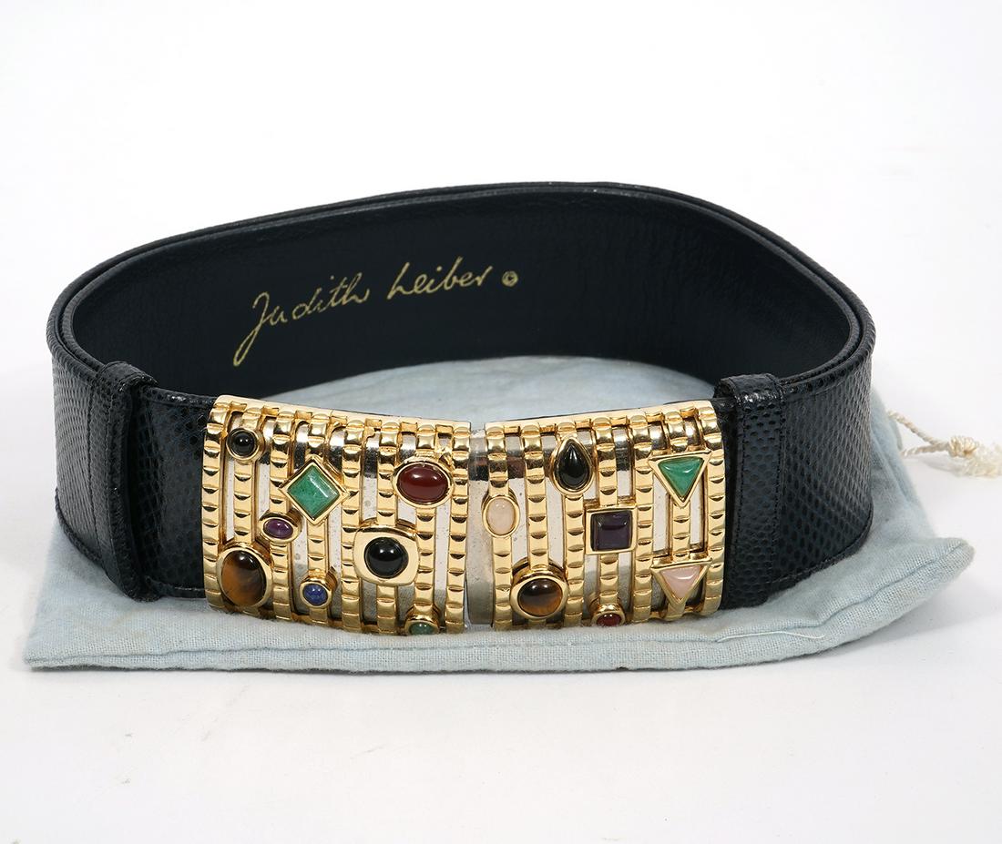 Judith Leiber Jeweled Gold Tone Snake Skin Belt (1 of 6)