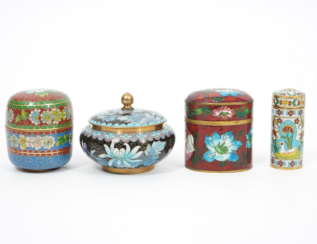 4 Chinese Cloisonne Enamel Trinket Boxes (1 of 7)
