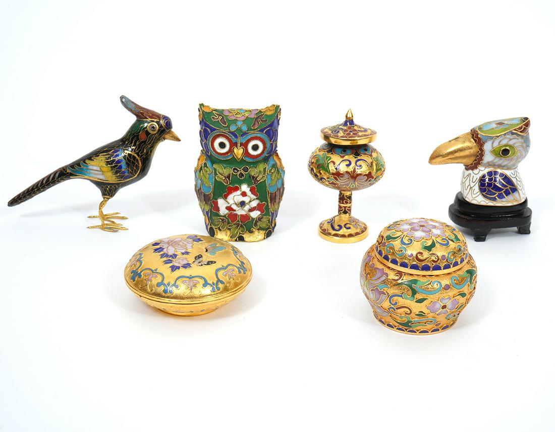 6 Pcs. Cloisonne Enamel and Porcelain (1 of 5)