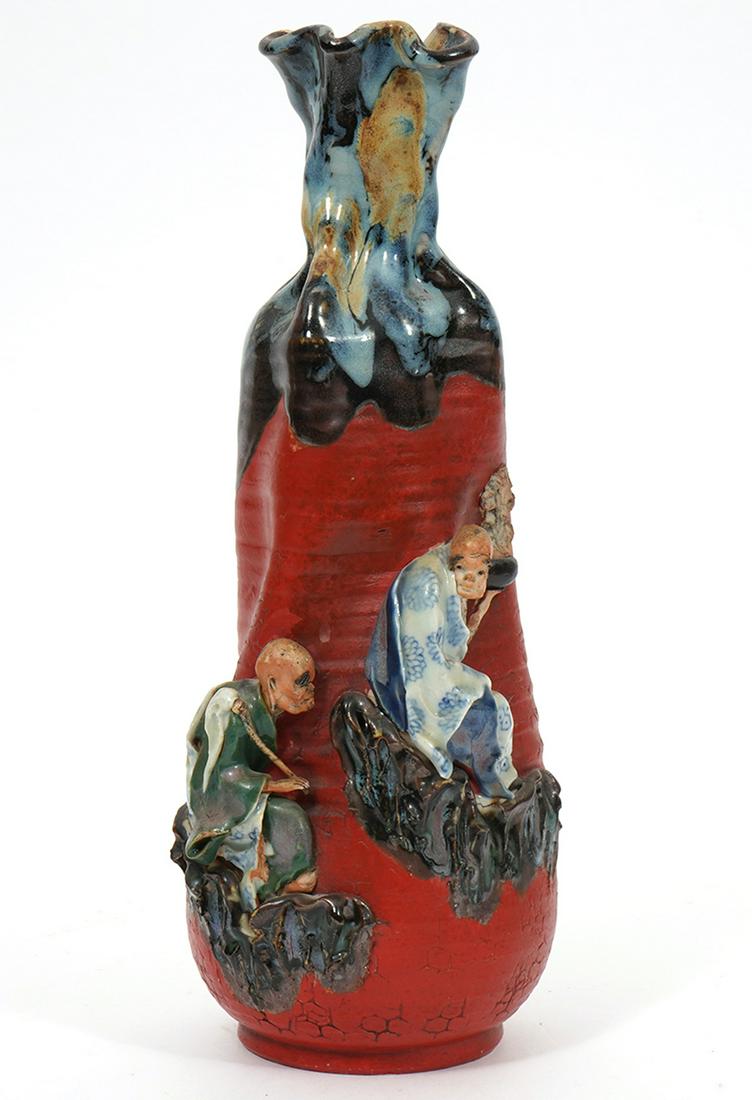 Japanese Sumida Gawa Pottery Vase (1 of 9)