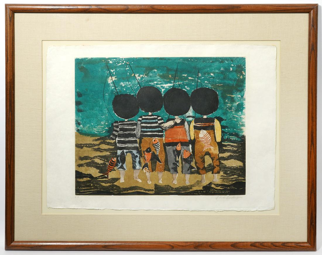 G. Rodo Boulanger Boys Fishing Lithograph (1 of 7)