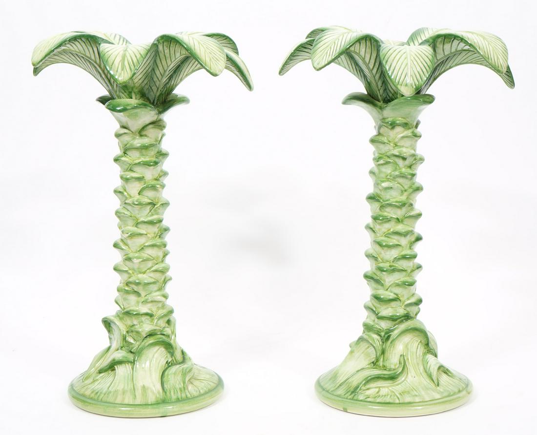 Pr. Tam San Italian Ceramic Palm Tree Candlesticks (1 of 6)