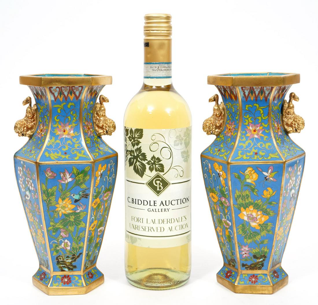 Pr. Chinese Cloisonne Vases (1 of 9)