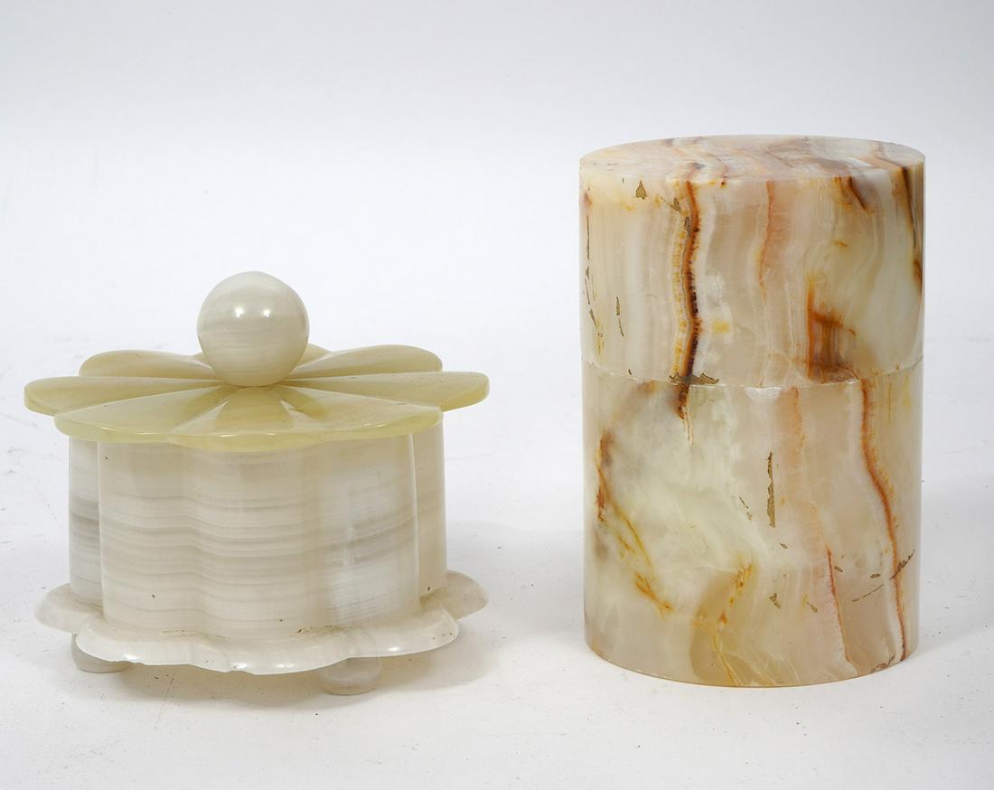 Two Hardstone Boxes Onyx and Quartz (1 of 7)