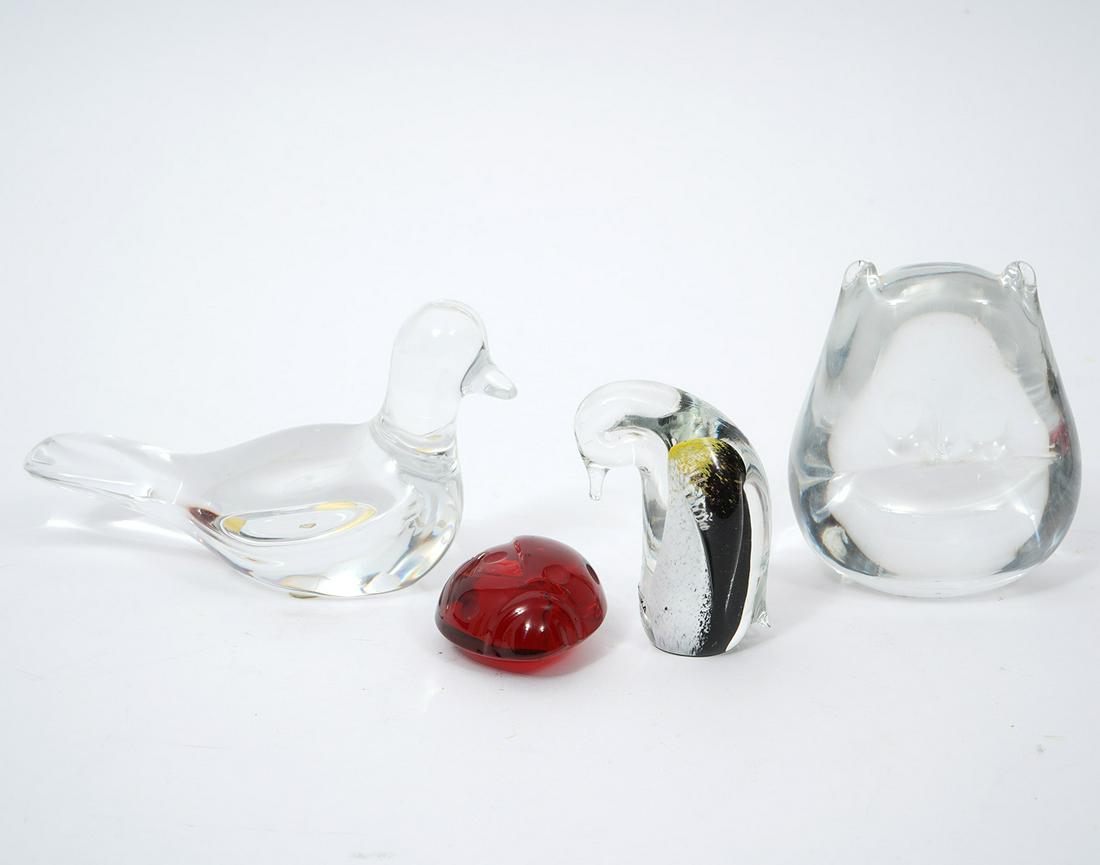 Group of Four Crystal/Glass Animal Paperweights (1 of 8)