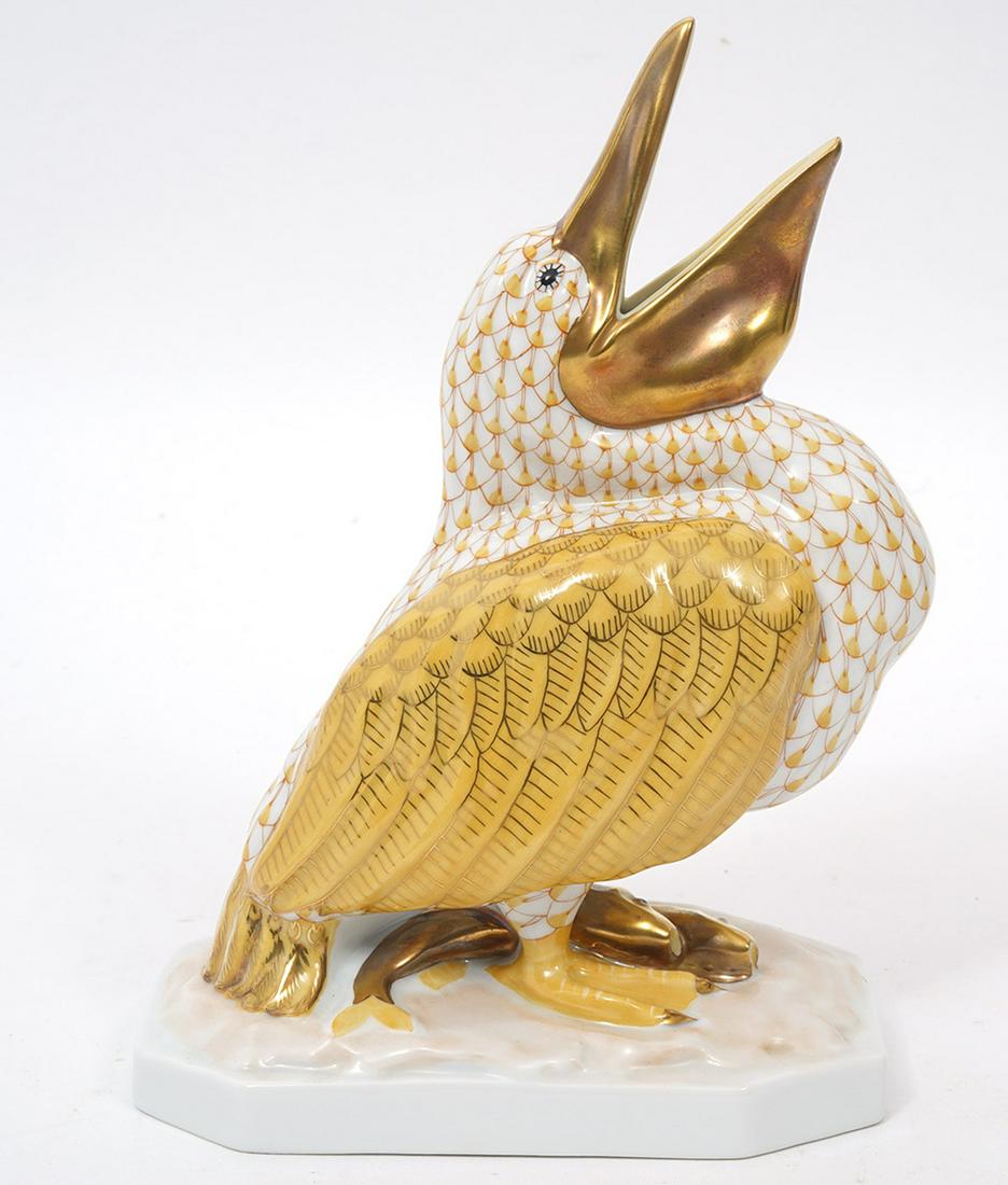 Herend Hungarian Fishnet Pelican Porcelain Figure (1 of 7)