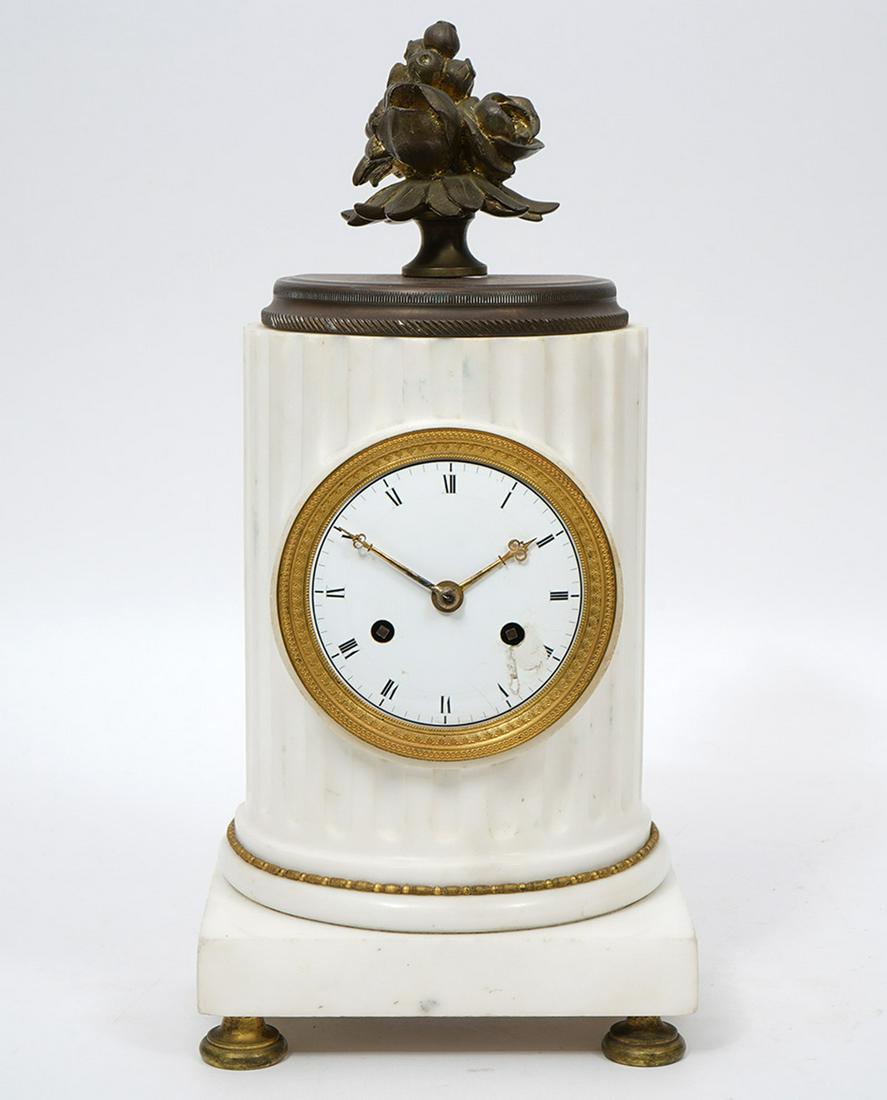 French White Marble Column Gilt Bronze Clock (1 of 9)