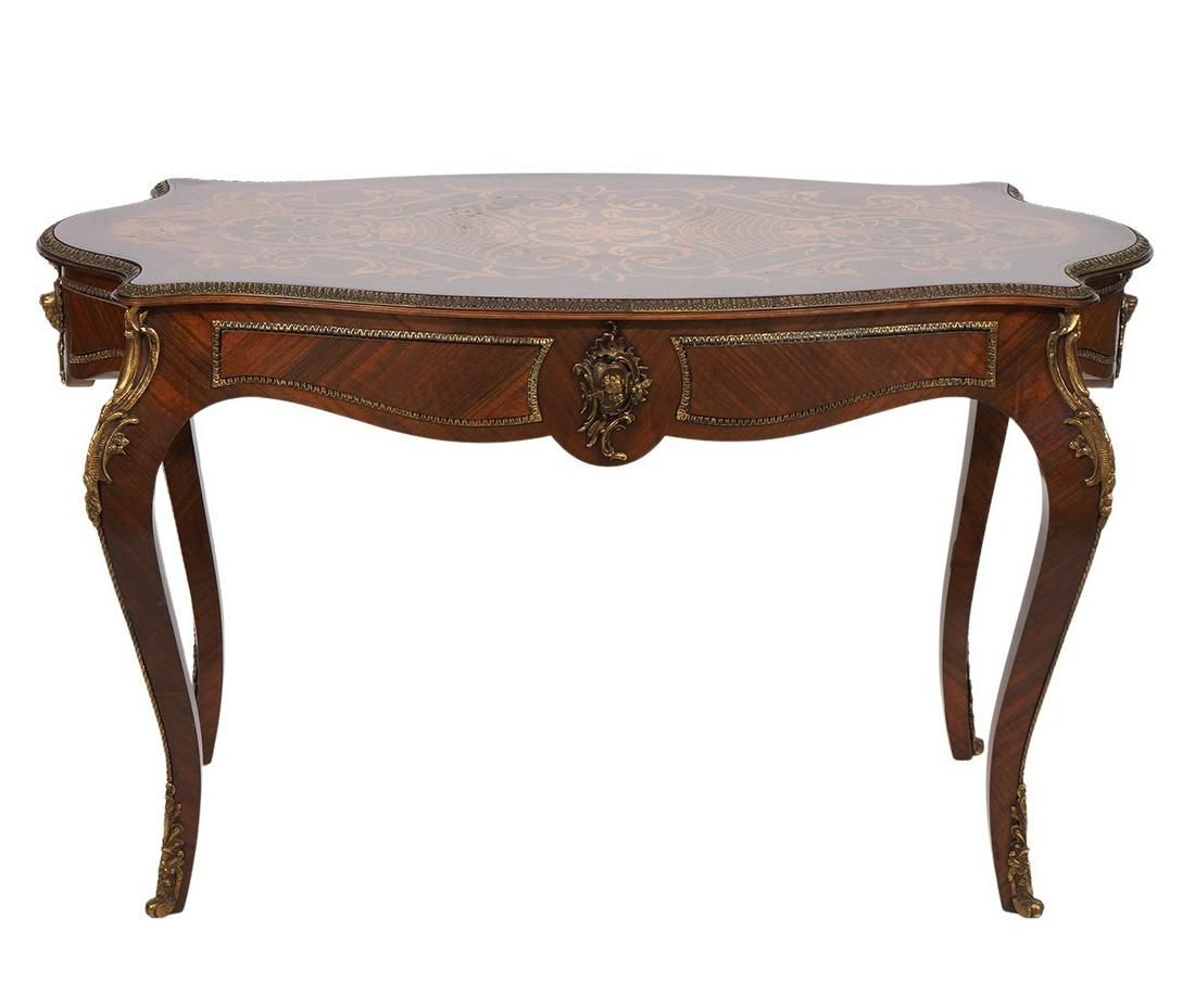 Louis XV Style Inlaid Bronze Mounted End Table (1 of 9)