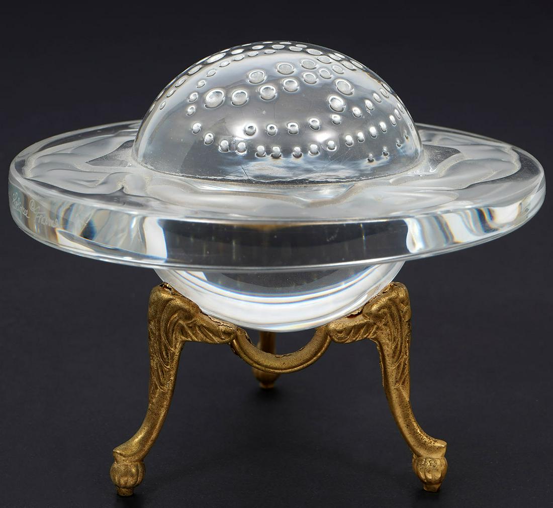 Lalique Crystal 'Planet Saturn' on Gold Stand (1 of 5)