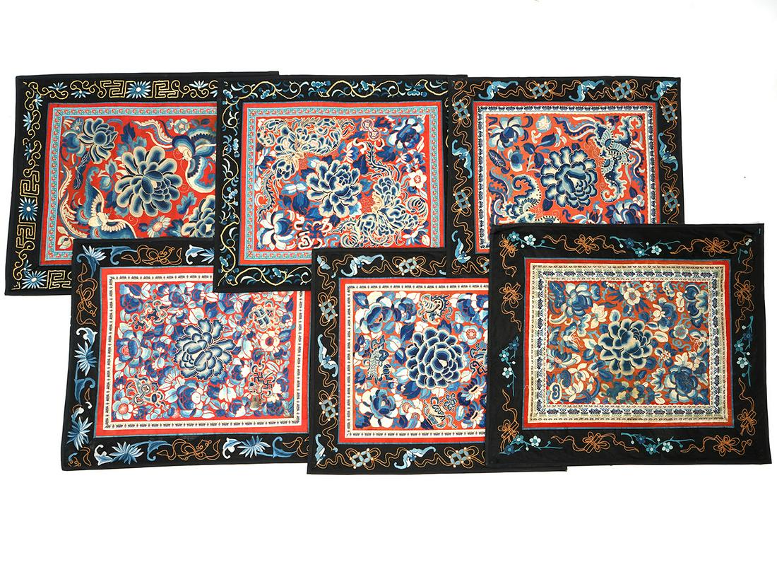 Group of 14 Chinese Embroidered Rank Badges (1 of 14)