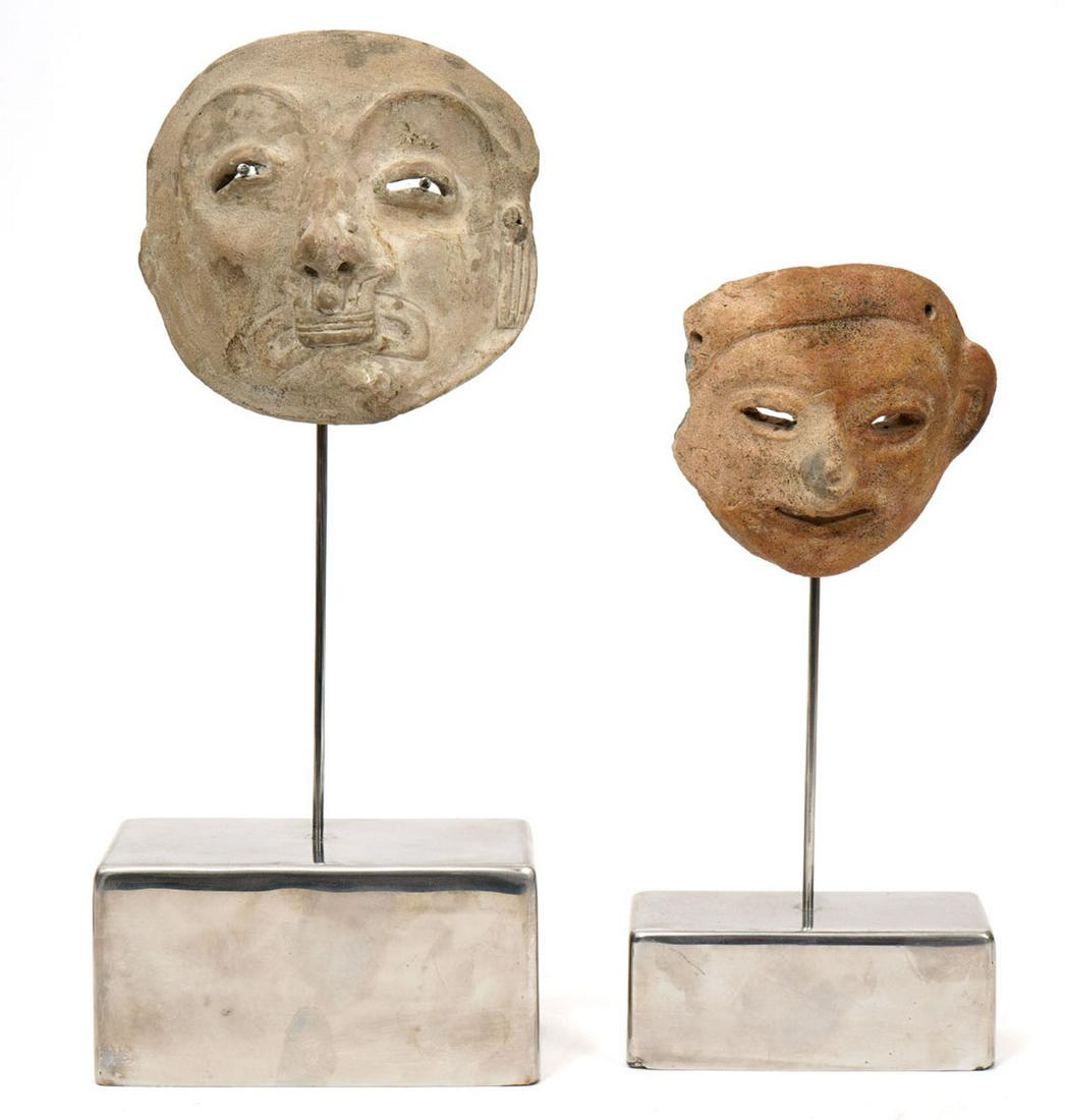 2 Pre-Columbian Stone Masks with Stands (1 of 7)