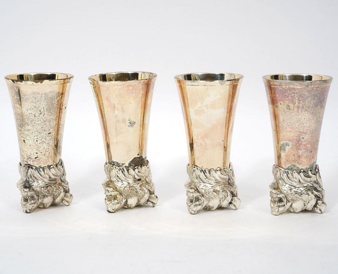 Set of Four Silver-Plate Lion Head Stirrup Cups (1 of 5)