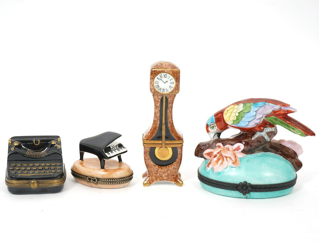 Four Limoges Peint Main Figural Porcelain Boxes (1 of 6)