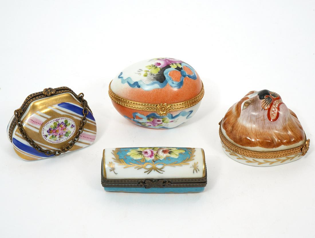 Four Limoges Peint Main Porcelain Boxes (1 of 5)