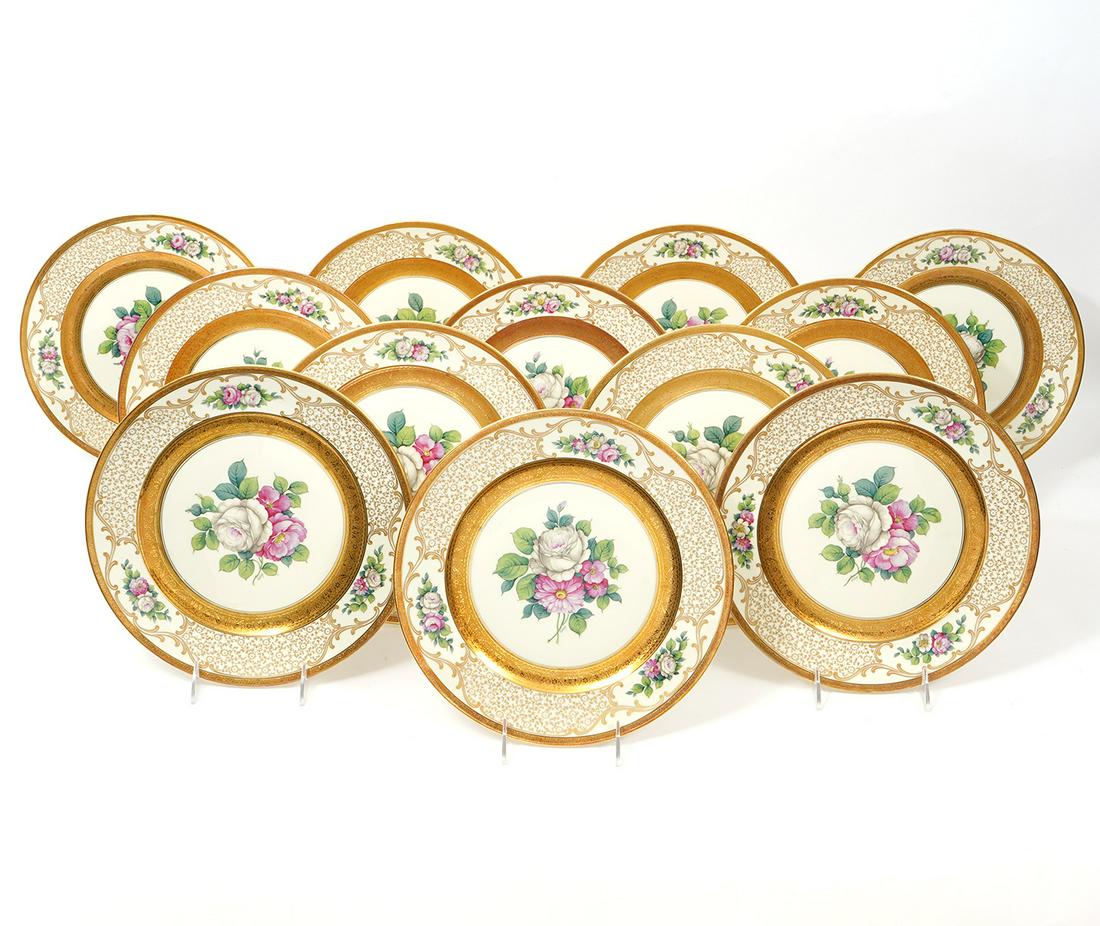 Set of 12 Rosenthal Floral Gilt Dinner Plates (1 of 7)