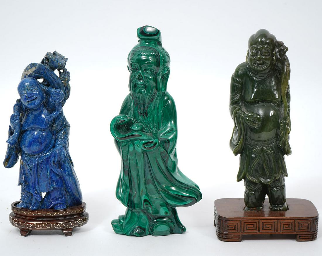 Chinese Malachite, Lapis & Green Stone Figures (1 of 5)