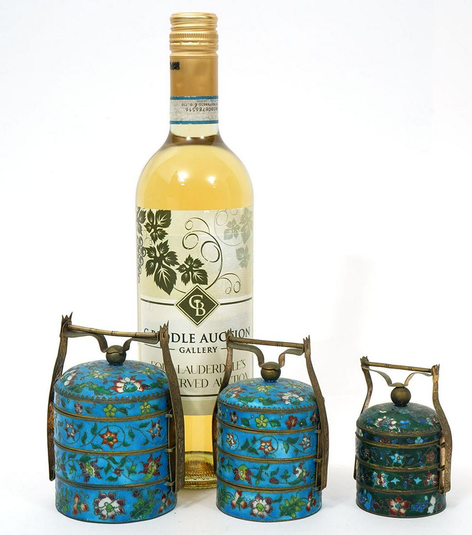Three Chinese Cloisonne Stacking Boxes (1 of 7)