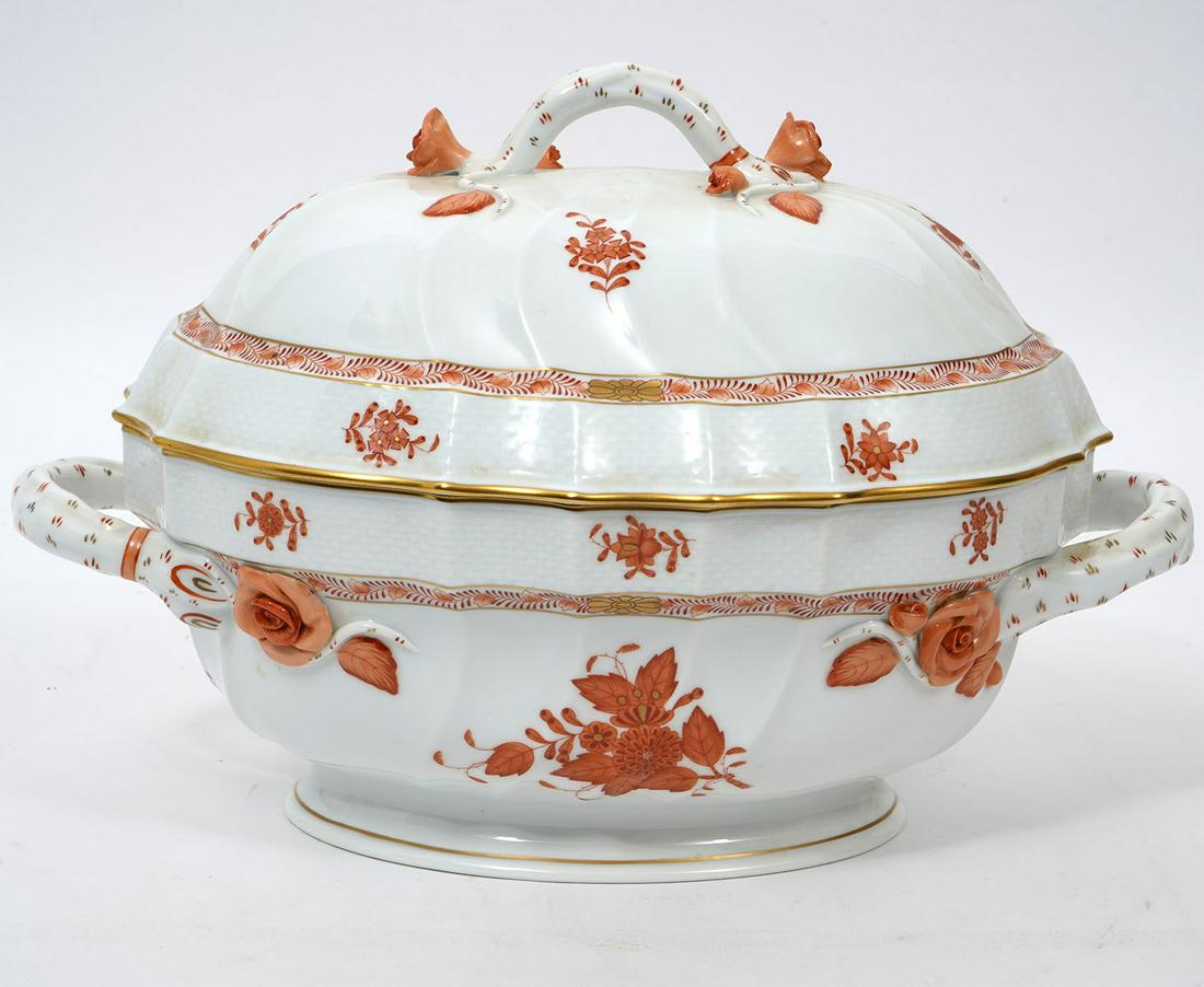 Herend Apponyi Orange Porcelain Covered Bowl (1 of 9)