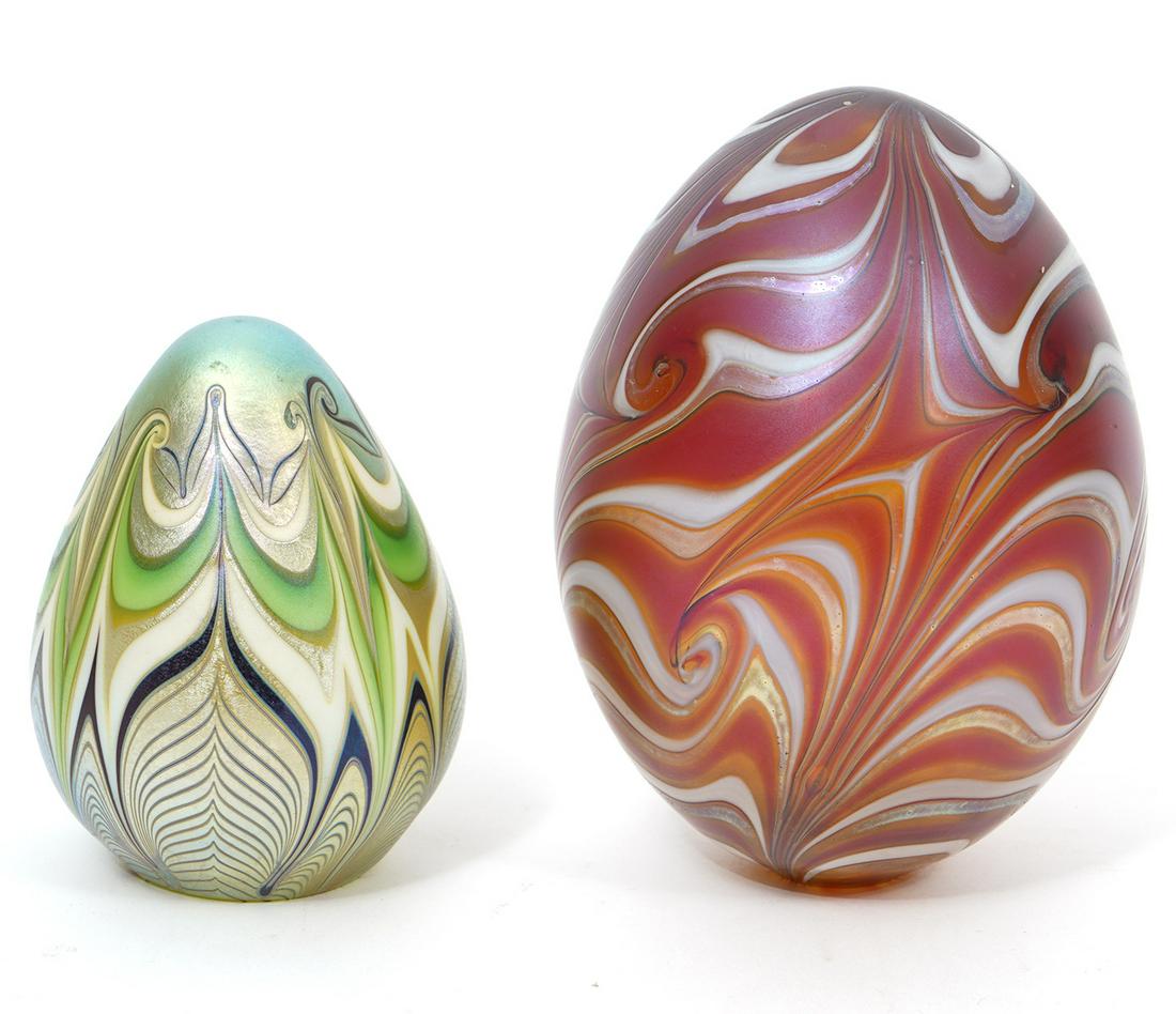 Vandermark Orient Flume Art Glass Eggs