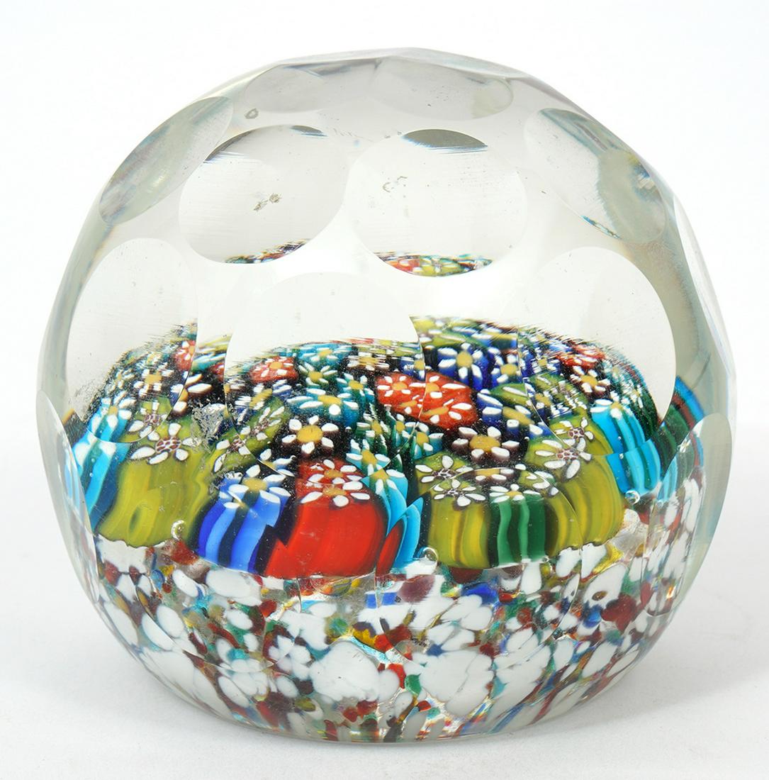 Baccarat-Style Crystal Millefiori Paperweight (1 of 5)