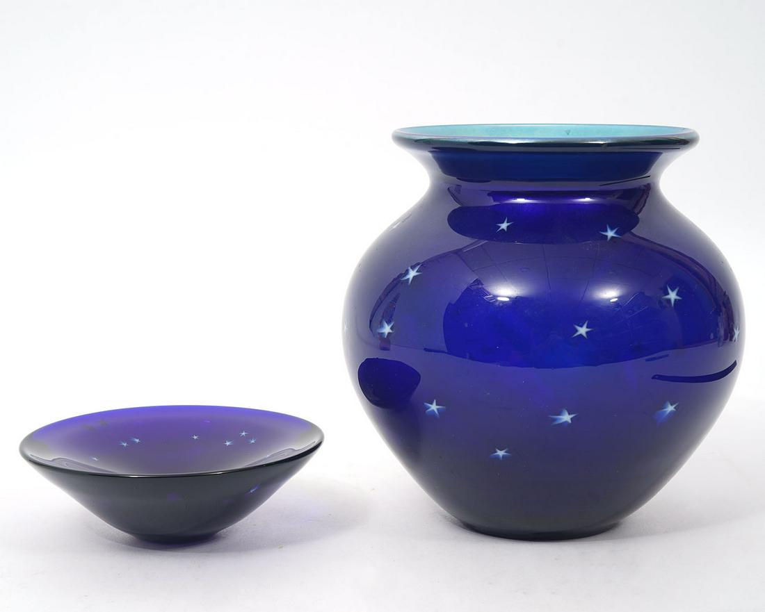 Lundberg Studios Art Glass Vase and Dish (1 of 6)