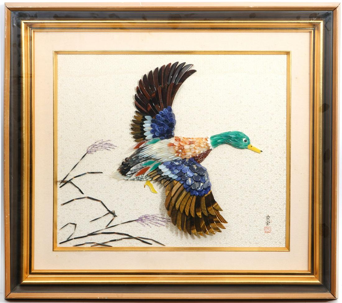 Duck in Flight Semi-Precious Stone Wall Sculpture (1 of 9)