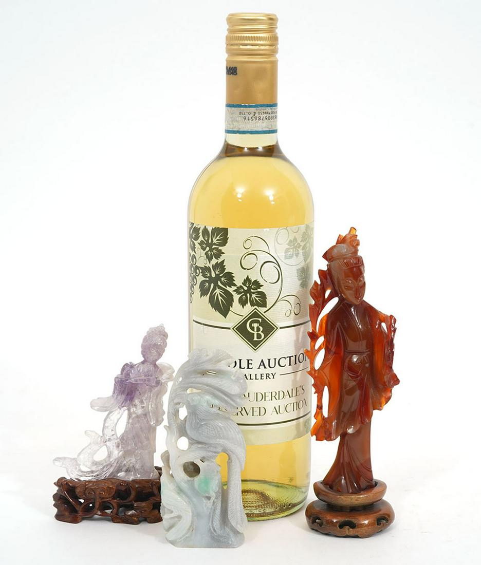 Group of 3 Chinese Hand-Carved Hardstone Figures (1 of 6)