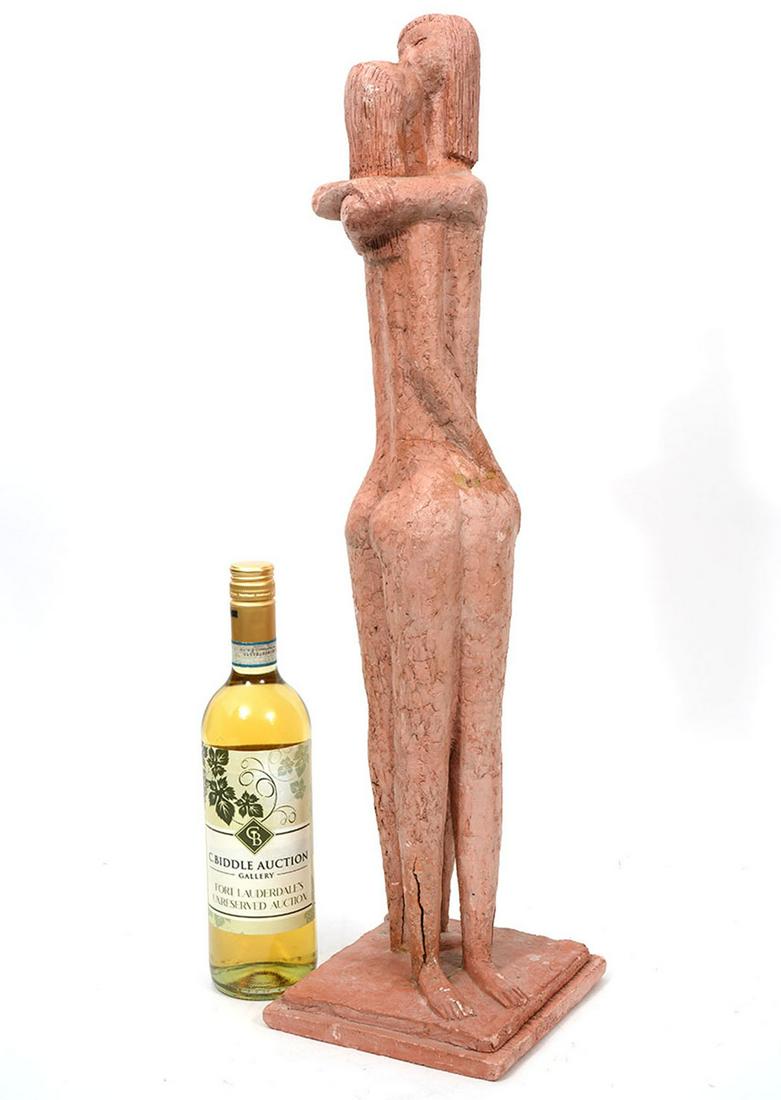 Chuck Dodson Sculpture Two Women Entwined: Chuck Dodson, American (1908-1993). Dodson was an architect turned sculptor. Known as one of the more colorful artists in the Miami area, he was for a time resident artist at the Grove House in Coconu