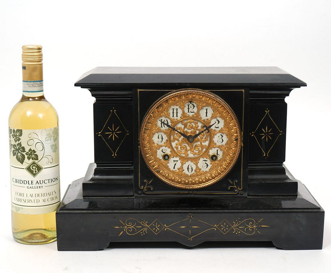 Ansonia Steel Case Gilt Decorated Mantle Clock (1 of 5)