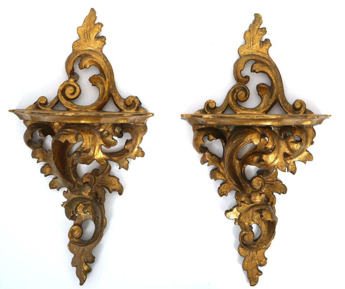 Italian Rococo-Style Gilt Carved Wood Brackets (1 of 5)