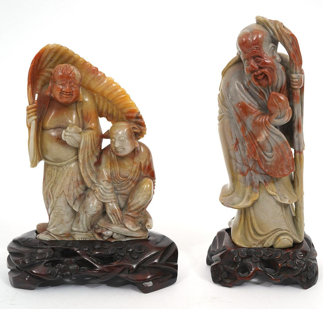 Two Chinese Carved Soapstone Figures (1 of 6)