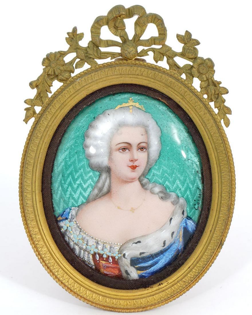 French Guilloche Enamel Portrait Bronze Frame (1 of 5)