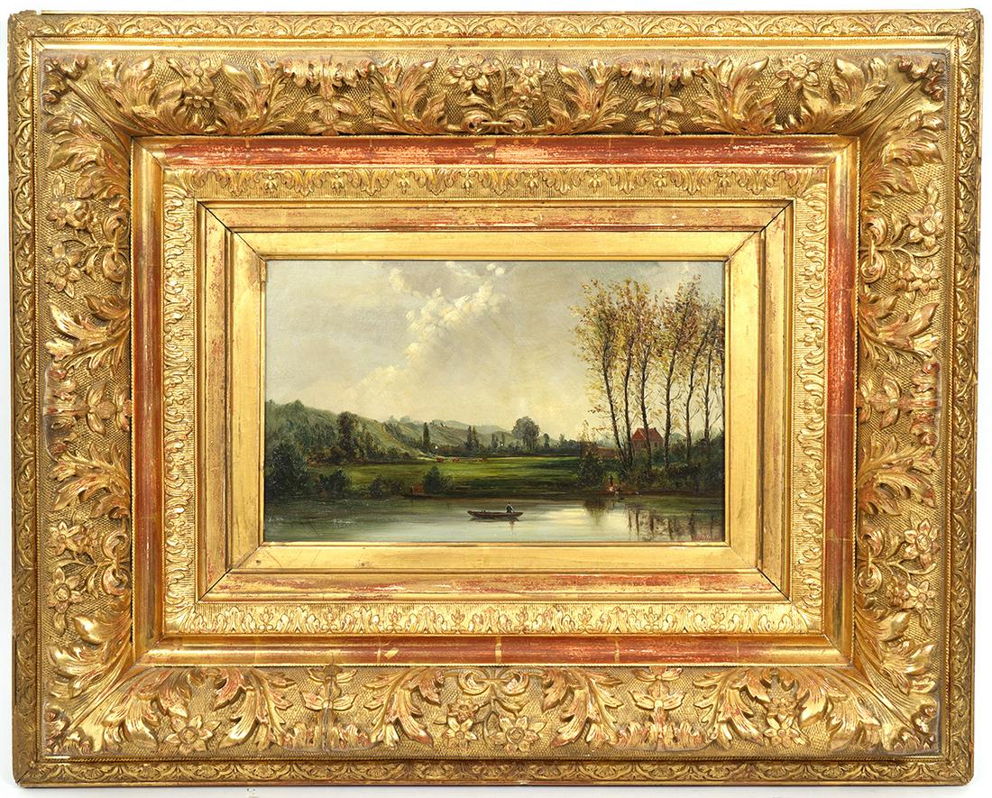 American Landscape Oil on Board Gilt Frame Signed (1 of 8)