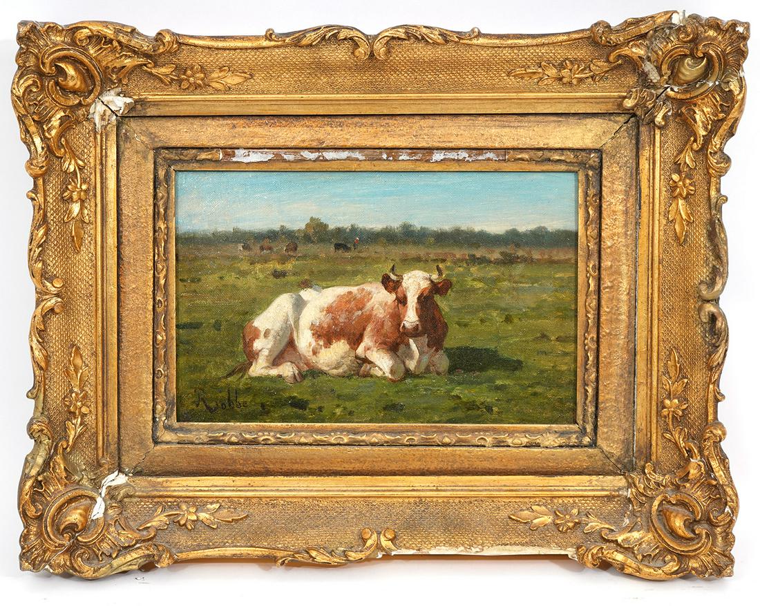 Louis Robbe Pastoral Cow O/B Painting (1 of 6)