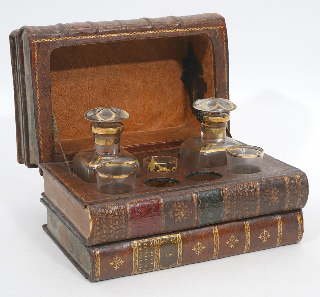 French Leather Hidden Books Tantalus Set (1 of 7)