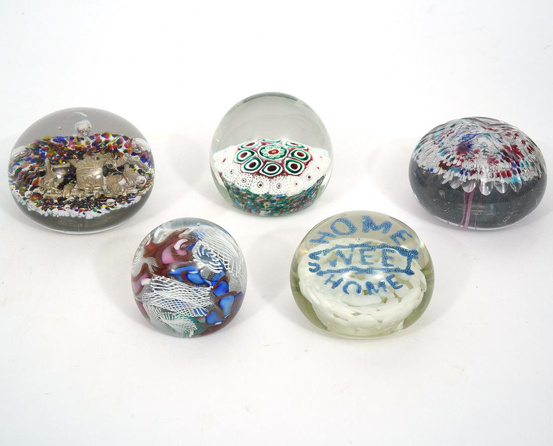 Group of Five Art Glass Orb-Shaped Paperweight (1 of 10)