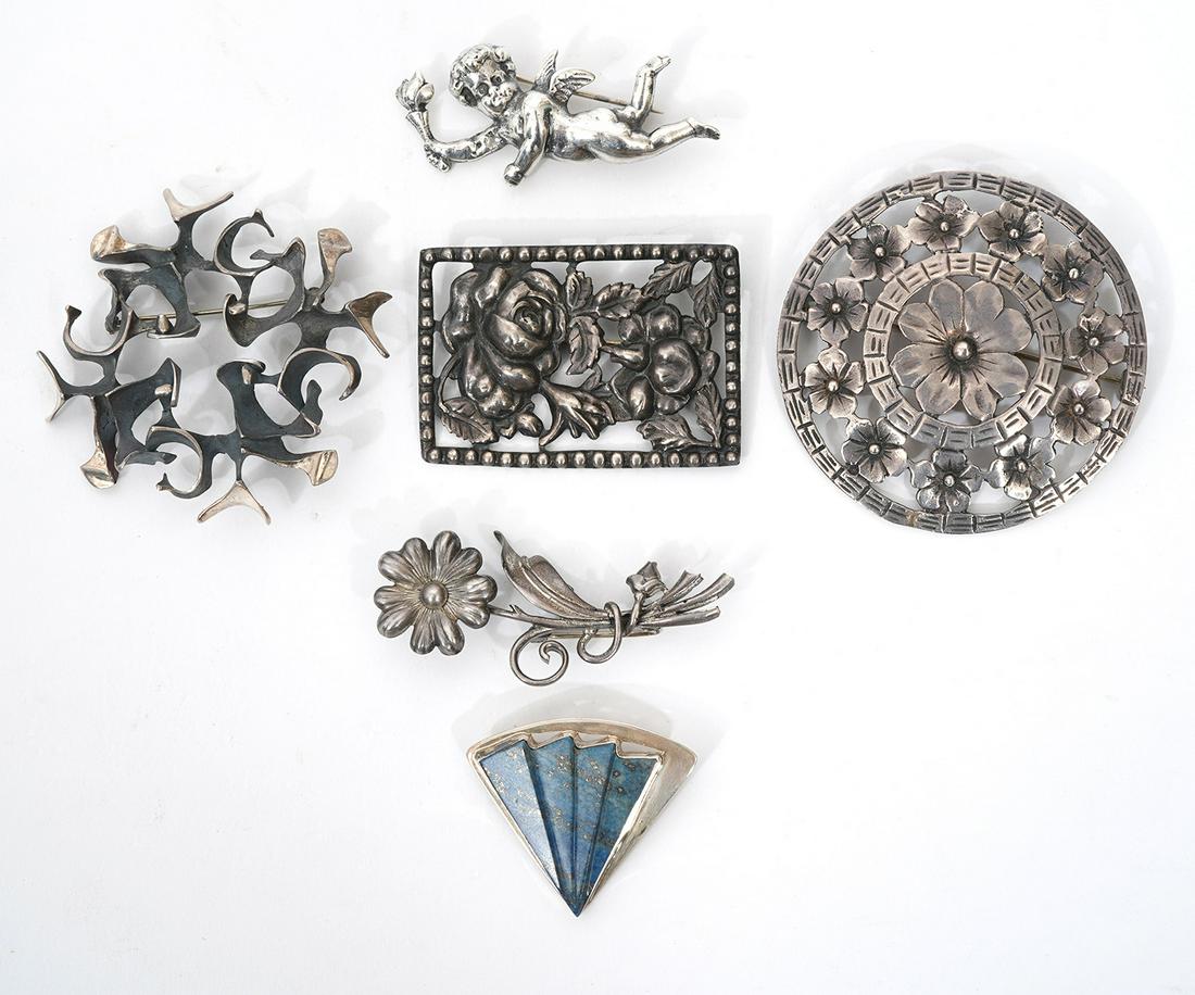 Group of Six Sterling Silver Pins (1 of 7)
