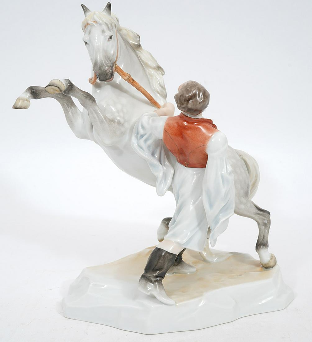 Herend Porcelain Man with Rearing Horse (1 of 6)
