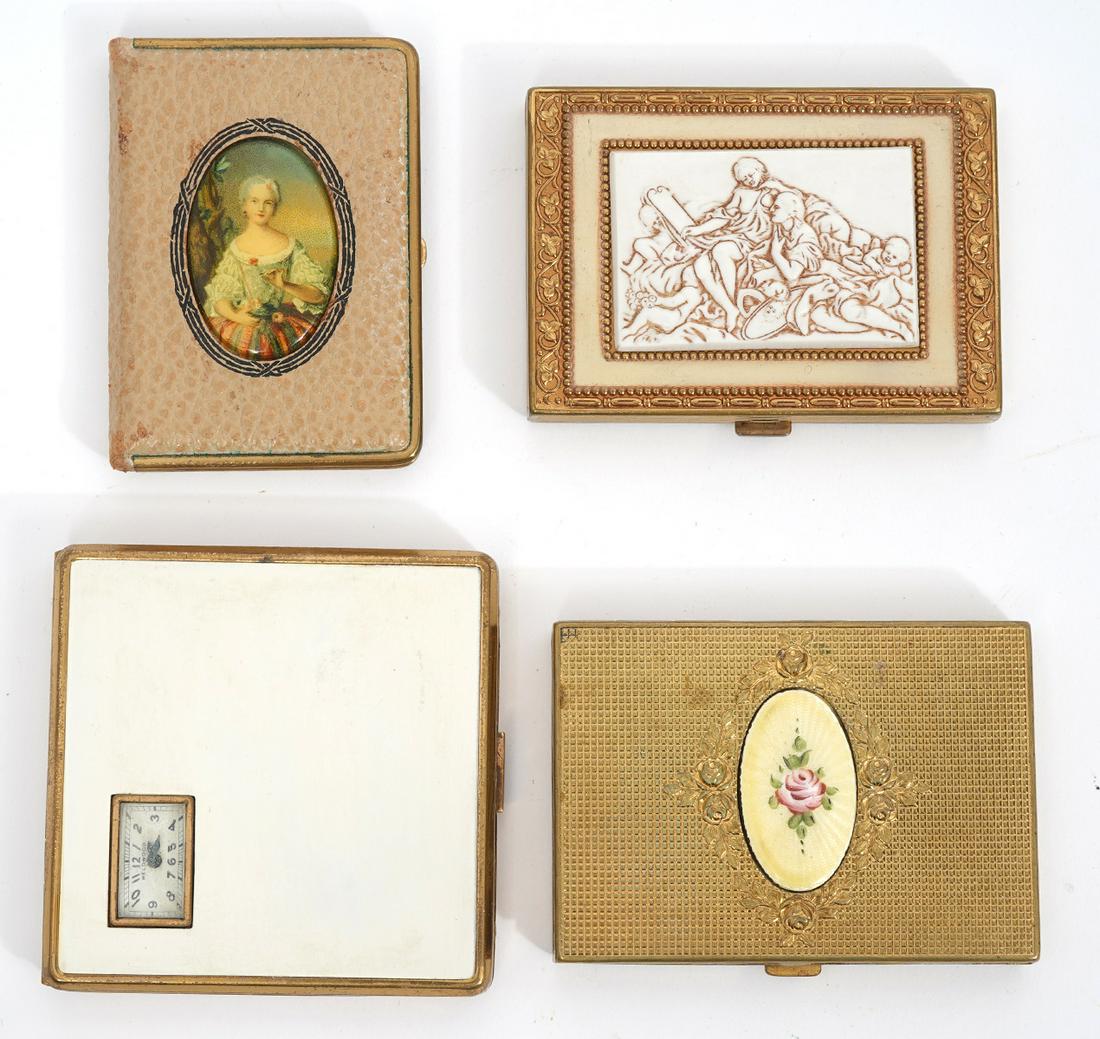 4 Vintage Gilt and Enamel Compacts (1 of 4)