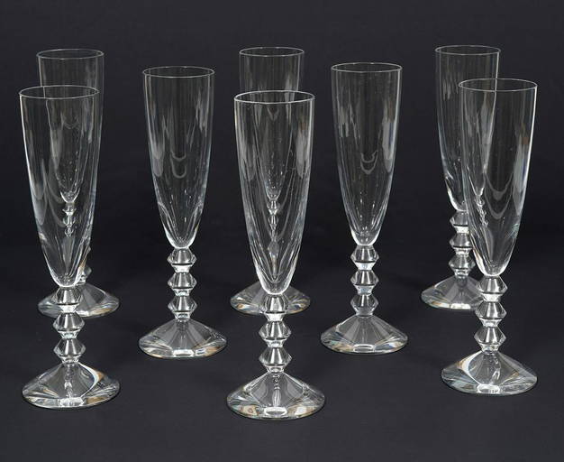 8 Baccarat Crystal "vega" Champagne Flutes