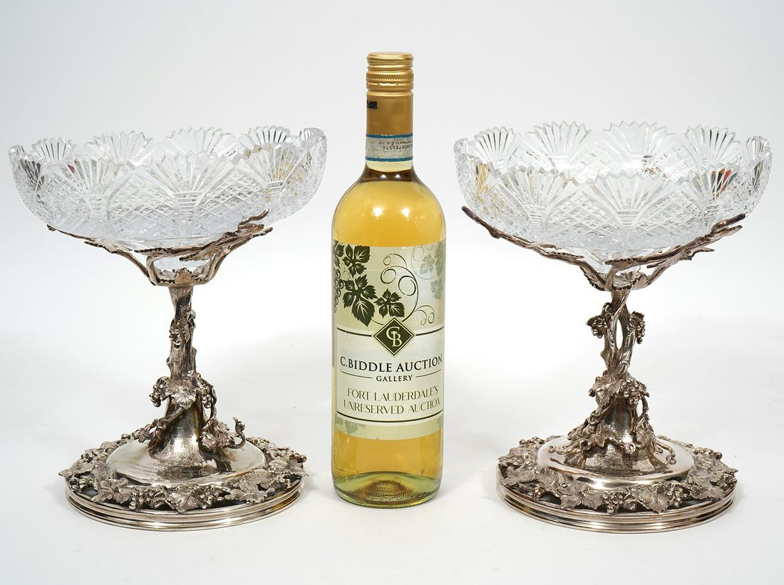 Pr. English Silver-Plate Brilliant Cut Compotes (1 of 13)